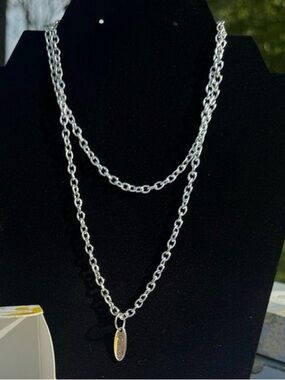 Plunder Design Silvie Silver Tone Necklace 30” Long NIB